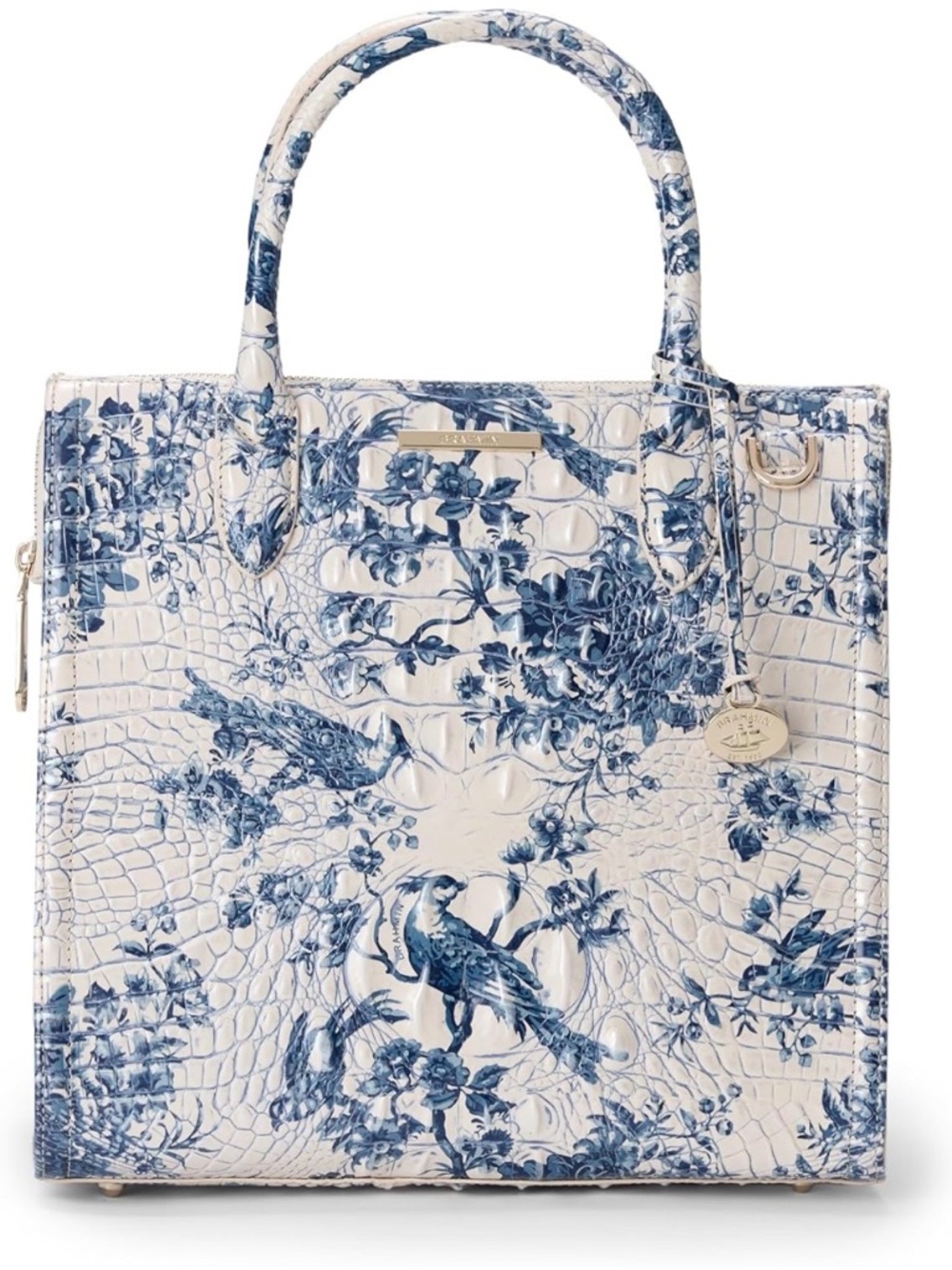 Brahmin Caroline Songbird handbag blue & white toile like new condition